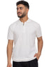 White Design 01055Knit Polo Neck Zipper - T-Shirt - Khotwh
